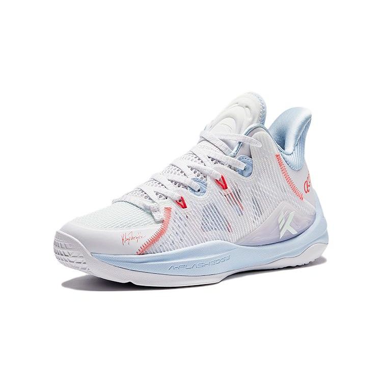 Anta Kids Fabric Comfortable Shock Absorbing Wear Resistant Mid Top Basketball Shoes Kids Basketball Shoes White Blue 312411110-5