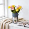 Galvanized Metal Vases with Handle,Rustics Flower Bucket for Cut Flowers,Retro Flower Container for Table Centerpieces