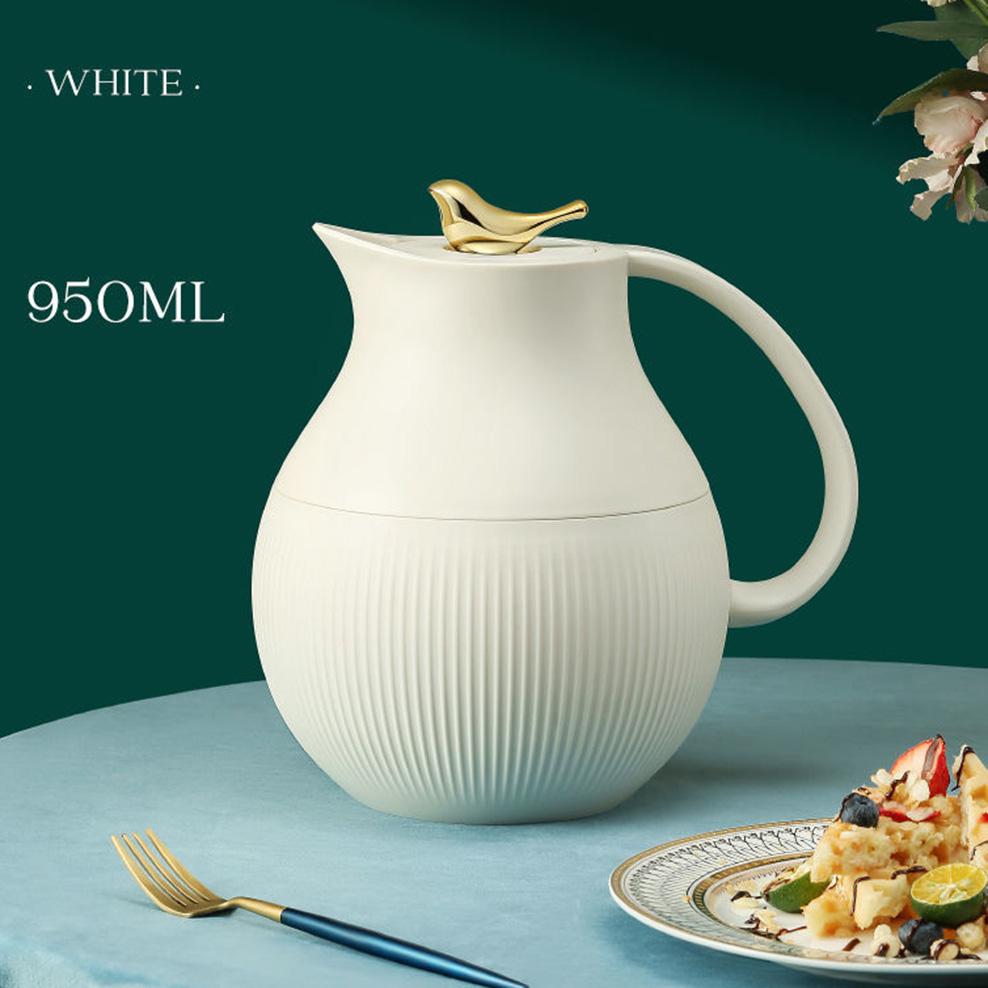 European style thermos flask, Red glass liner double-wall vacuum flask, Household long-lasting insulation thermos bottle 901-1600ml