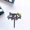 1 Stück Glückwunsch Kuchenaufsatz Happy Graduation Gold Schwarz Acryl Kuchenaufsätze College Feier Party Dekorationen