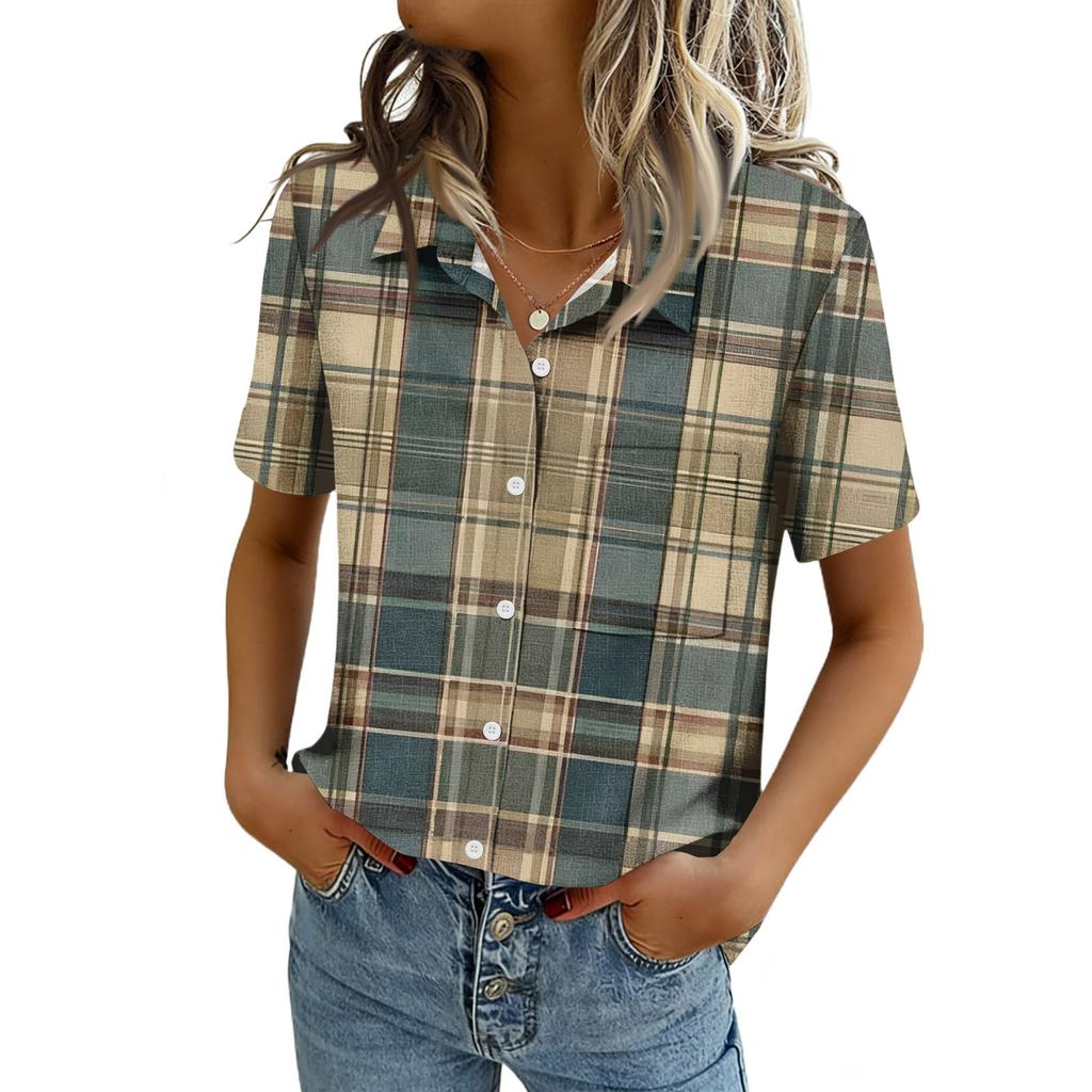 Women Blouses Short Sleeve Button Down Shirts Business Casual Dressy Work Tops Summer Spring Clothes