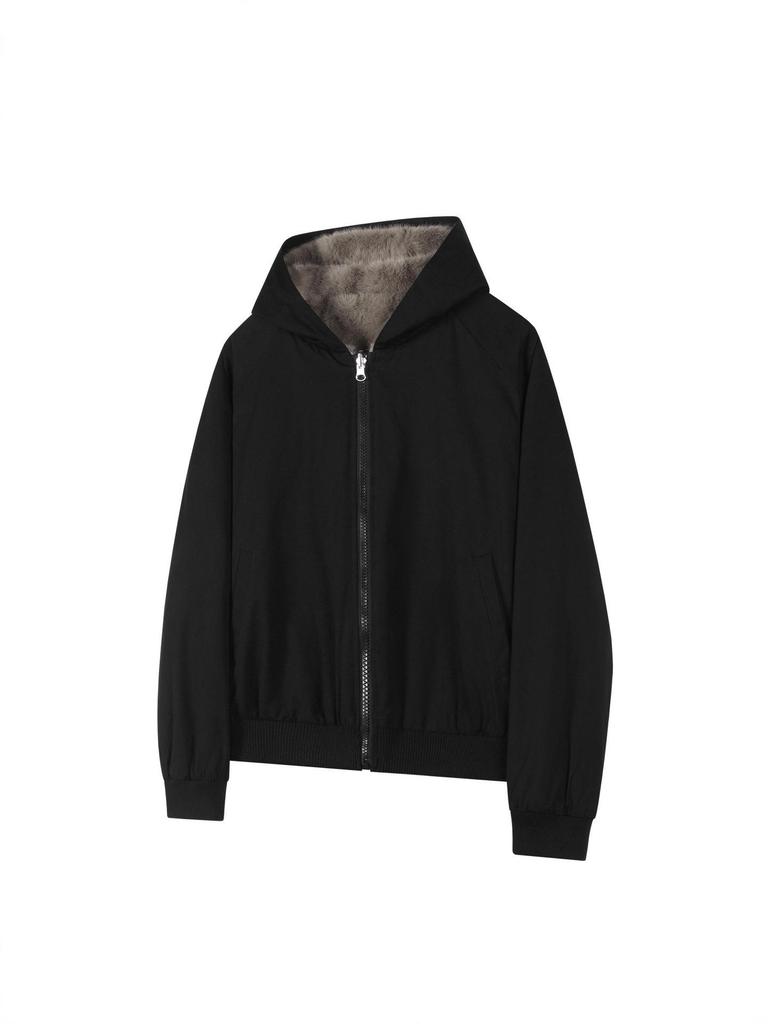 American Trendy Unisex Faux Rabbit Fur Hooded Winter Jacket
