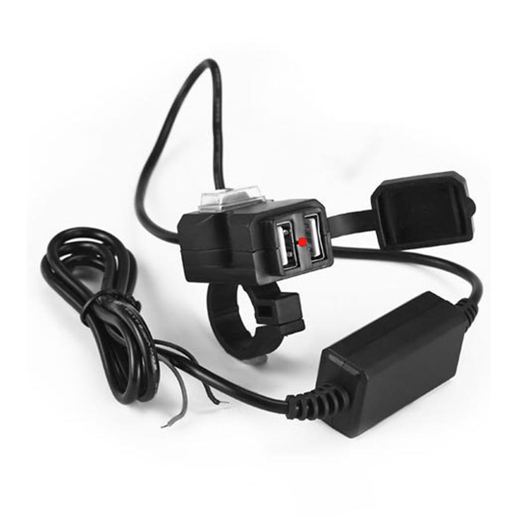 TVETE Waterproof Charger with Switch for Motorcycle, USB 2 Port Power On/Off Switch with