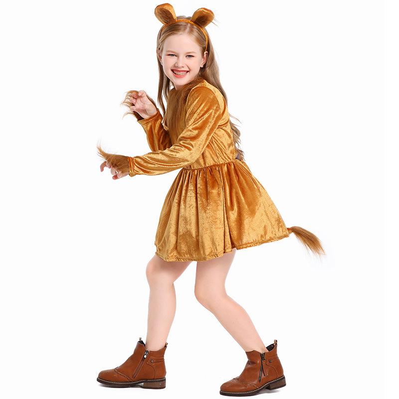 Lion Halloween Costume Animal Cosplay Role Play Outfit Kids Stage Performance Full Body Suit