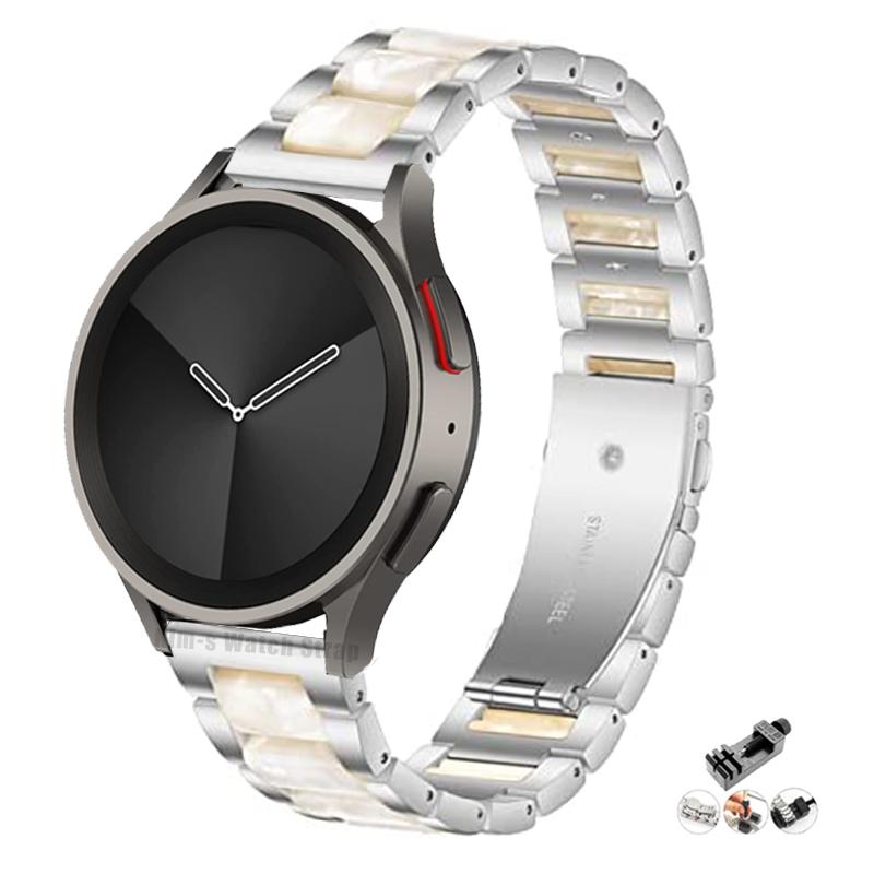 Pulseira de metal + resina de 20mm 22mm para samsung galaxy watch 5 pro 4 3 pulseira clássica 40mm 44mm 42mm 46mm 45mm active 2