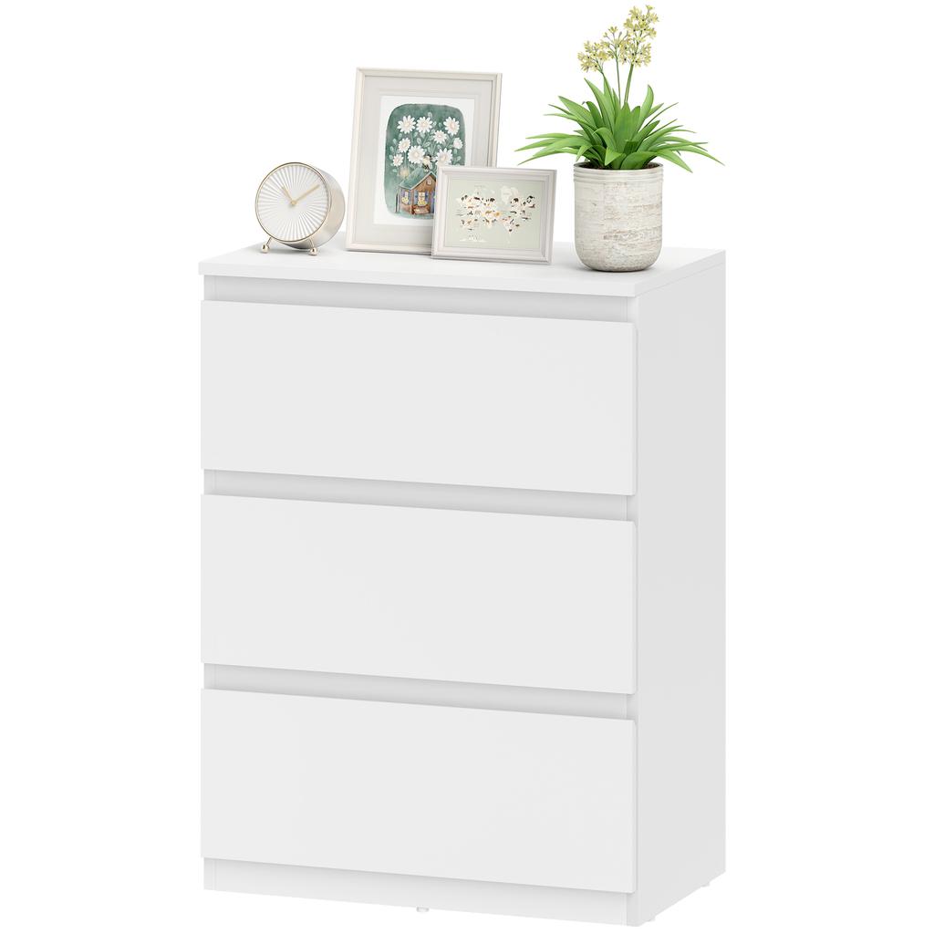 Chest of Drawers with 3 Drawers, Modern Storage Furniture for the Bedroom, White