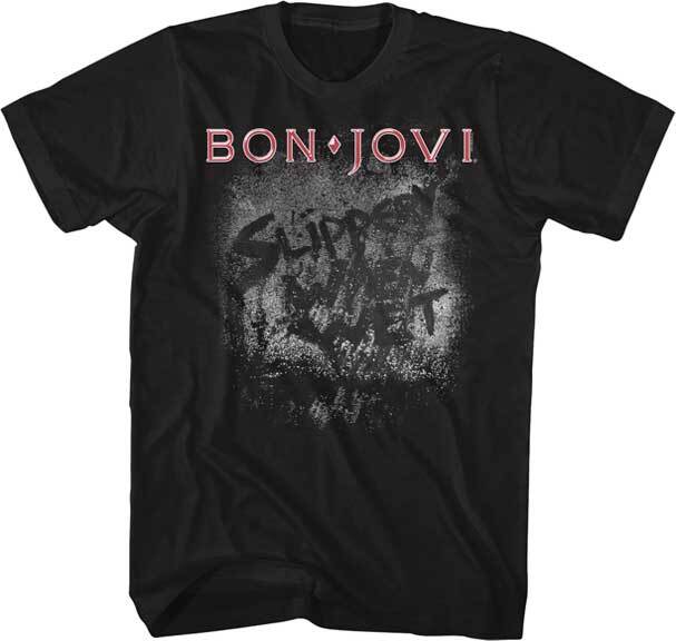 

Bon Jovi T-Shirt Slippery When Wet Album Tour New Licensed 100% Black Cotton Unisex T-Shirt XL