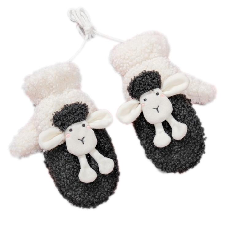 Cartoon Sheep Gloves Cute Lined Plush Animal Mittens Stage Performance Gloves