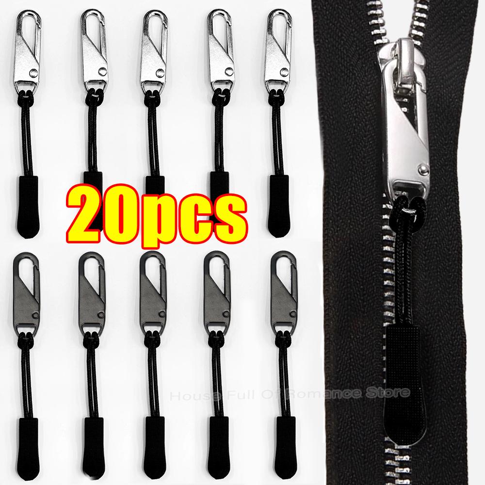 Universal Zipper Pulls with Cord Quick Instant Zipper Repair Kit Metal Zipper Sliders Replacement Bags Clothes Extend Puller