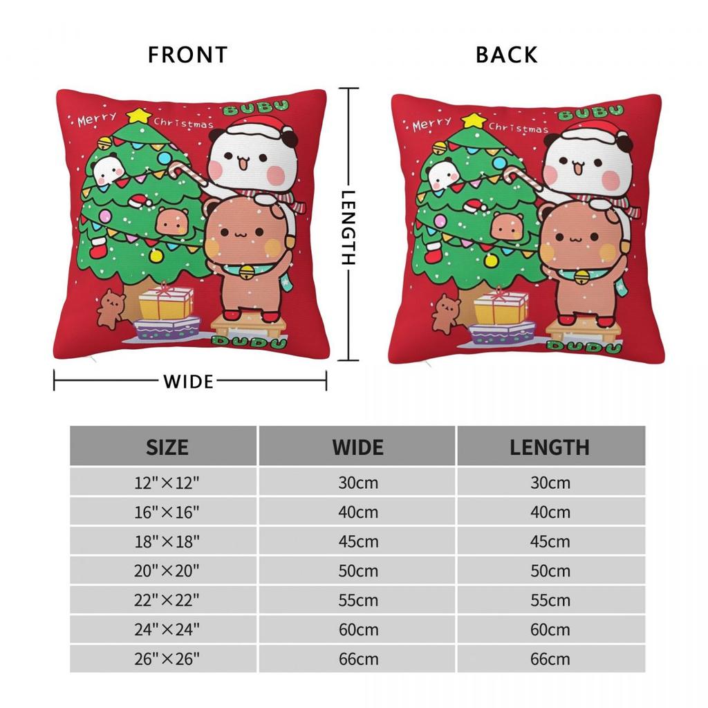 Bubu Dudu Xmas Panda Bear Square Pillow Case Merry Christmas Gifts Cushion Cover Polyester Decor Pillowcase For Home 40*40Cm