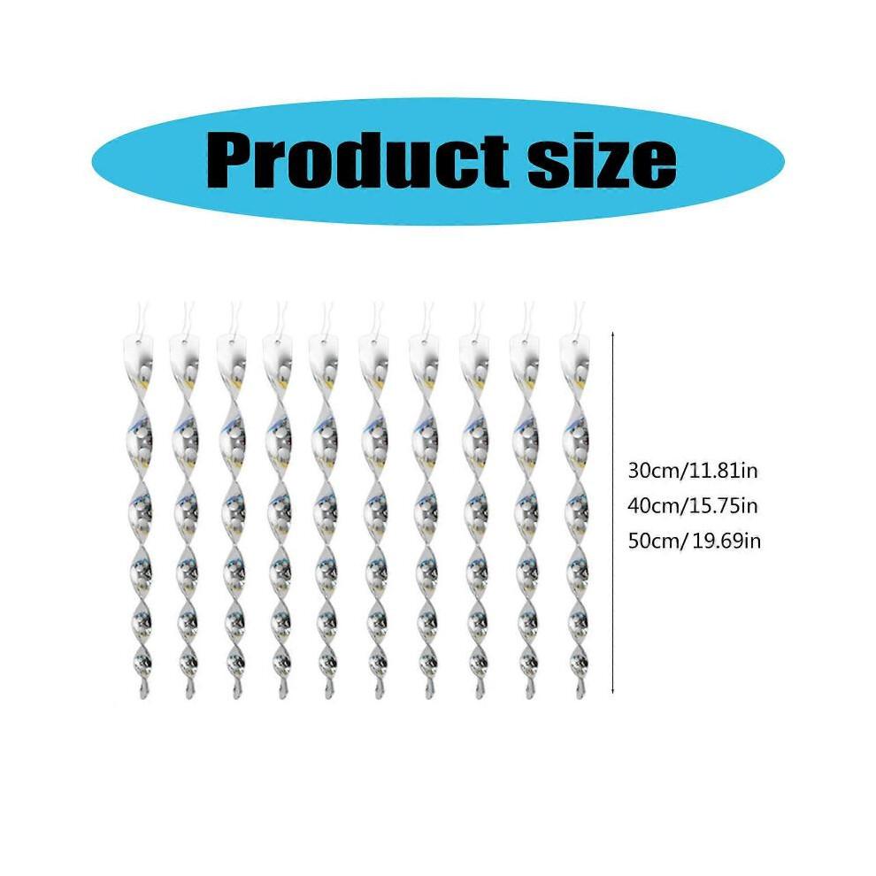 (30cm) Rotating Spinner Helical Bird Repeller Stick Reflective Silver Rod Fit for Outdoor Garden Bird Control Easy Installation 