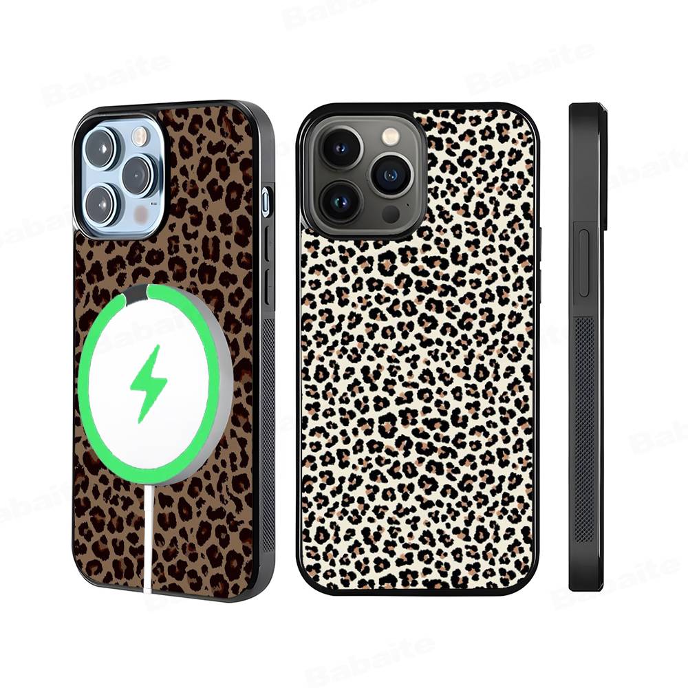 Leopard Cheetah Print Phone Case Magnetic Case For IPhone 17 16 14 13 12 15 Pro Max Plus For Magsafe Wireless Charge Cover
