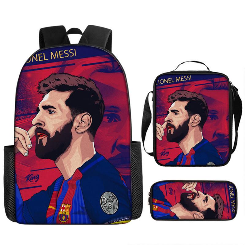 Školní batohový set Messi Fotbalová hvězda z nylonového materiálu pro školní použití a ukládání