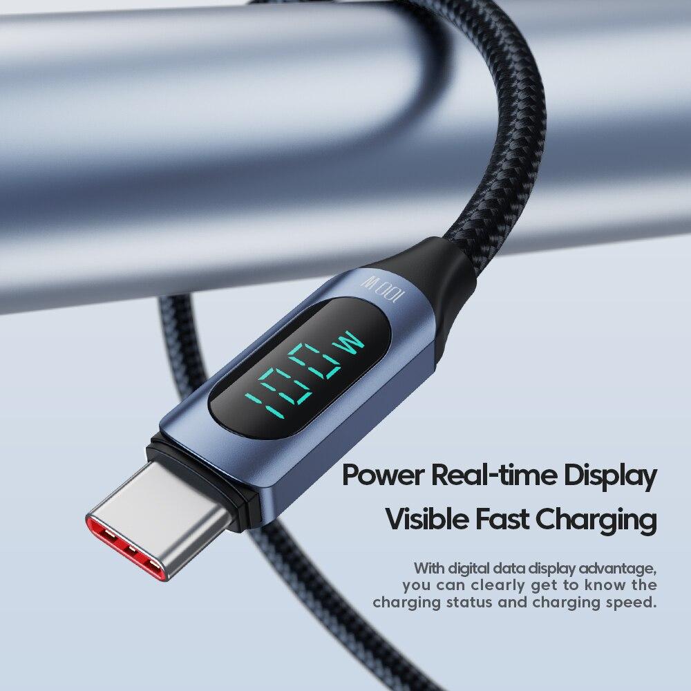 Toocki Type C to Type C Cable 100W PD Fast Charging Charger USB C to USB C Display Cable For Xiaomi POCO F3 Realme Macbook iPad 4