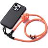 Lanyard Case for iPhone 15 Pro Black Shockproof Anti-Scratch with Removable Orange Lanyard
