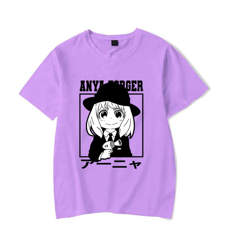 Nowa Damska Moda Anime Anya Forger Nadruk T-shirt Unisex Casualowy T-shirt Harajuku Miękki Krótki Rękaw Okrągły Dekolt Koszulki