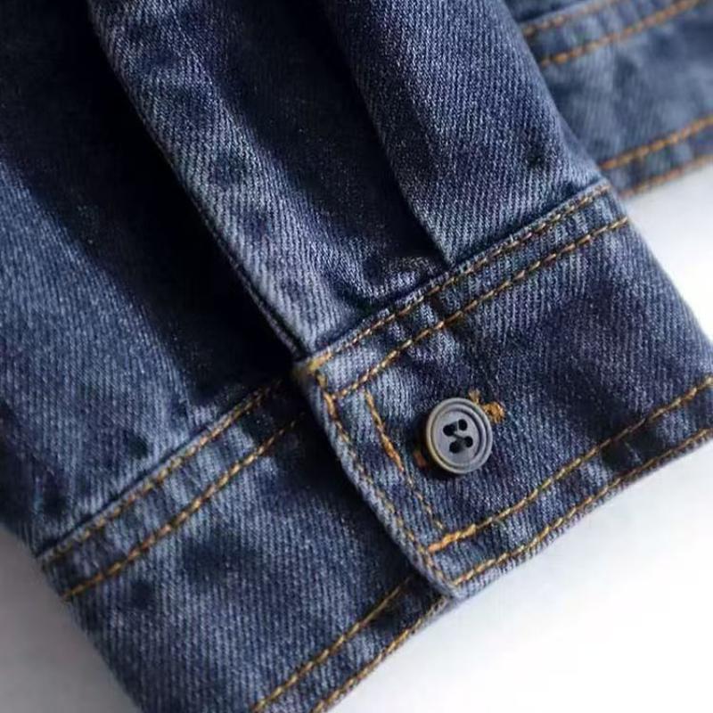 Women's Spring & Autumn Blue Denim Cardigan Short Jacket - Elegant Original Wash Designer Style Fashionable Casual Office Outerwear