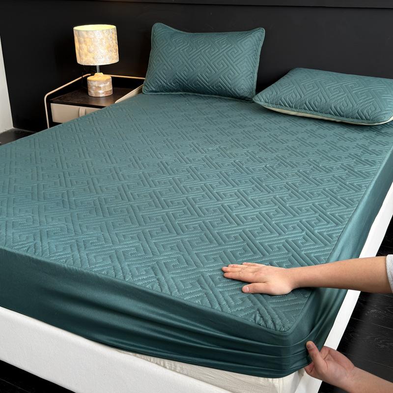 Waterproof Mattress Protector, Thick Quilted Solid Color Bed Cover with Deep Pocket,Warm Breathable Bedding for Bedroom Room Hotel, Without Pillowcase