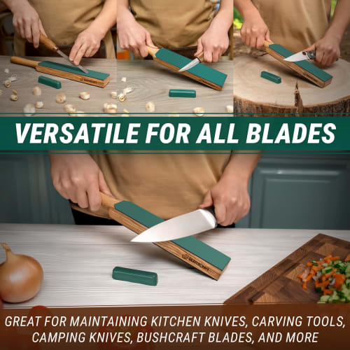 BeaverCraft LS6P1 Leather Strop Kit with Sharpening Abrasives, Knife Stropping Block, 35.5 Cm, Knife Sharpener, Leather Strop for Knife Stropping Kit
