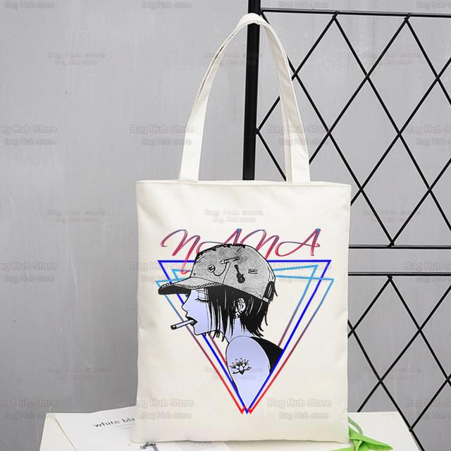 Nana Osaki Anime Women Package Canvas Bag Manga Komatsu Nana Handbags Shoulder Bags Casual Black Stones Shopping Girls Handbag
