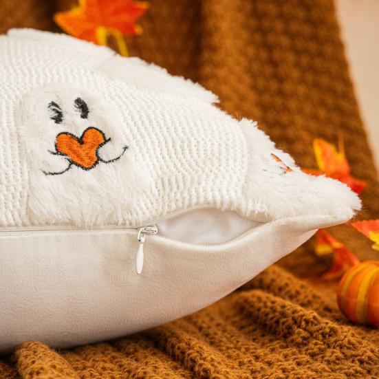 Decorative Pillow Case Ghost Pumpkin Cat Pattern Pillow Cover Removable Easy To Clean Washable Throw Pillow Case