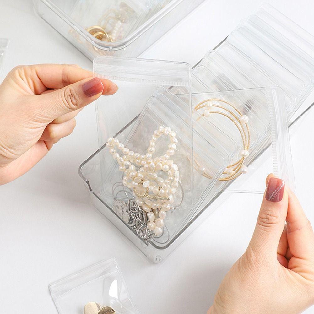 Smyckespåse Blixtlåspåsar Presentförpackning Självförslutande Påse Transparent   Återförslutningsbar