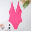Womens Modest One-Piece Swimsuit With Padded Bust High-Waisted Fit Solid Color Stretchy Fabric Swimming Water