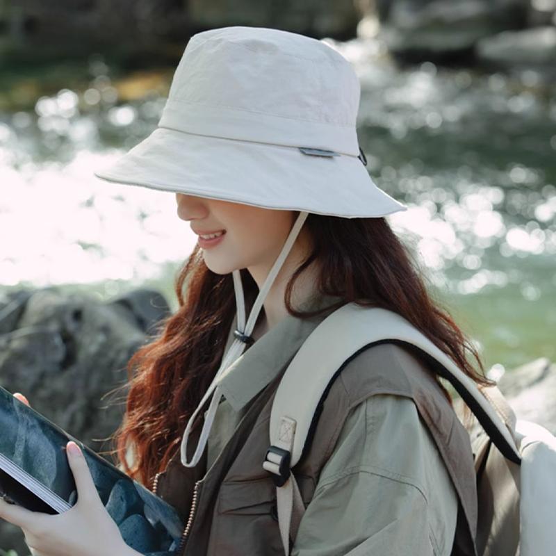 2025  Hat Women Summer Uv Protection Sun Protection Mountaineering Quick-Drying Fisherman Hat Windproof Rope Sun Hat