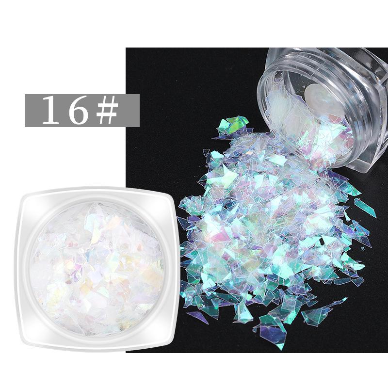 Iridescent Nail Art Sequins: Colorful Cellophane Fragments & Aurora Paper