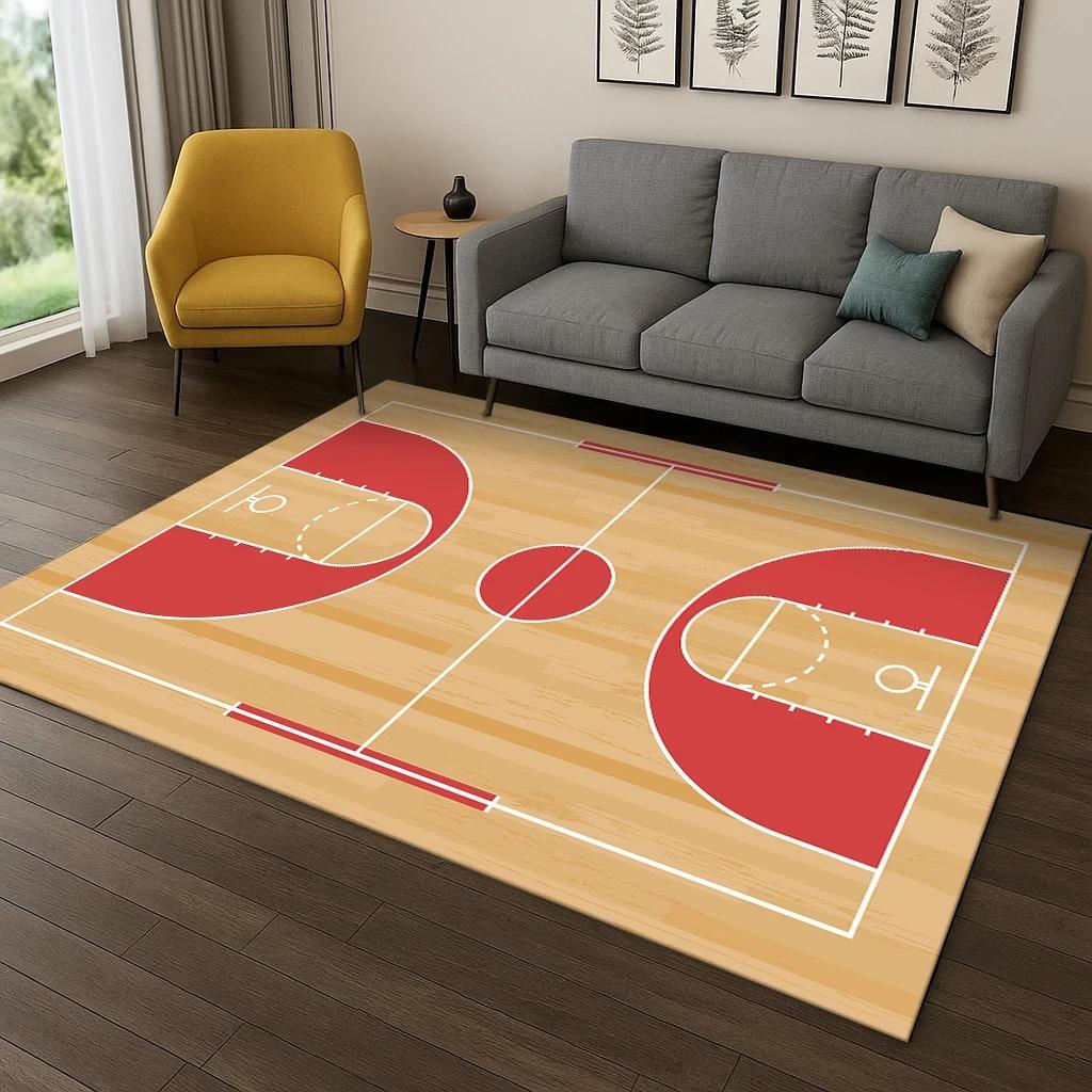 Basketball Court Cartoon Carpet Carpet Rug for Sofa Bedroom Living Room Doormat Home Decor,Kid Game Area Rug Non-slip Mat Gift