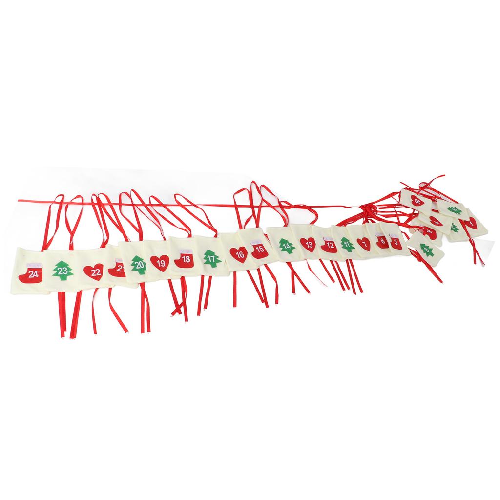 Christmas Advent Calendar Bags Hanging 24 Days Countdown Calendar Pocket for Party Celebration
