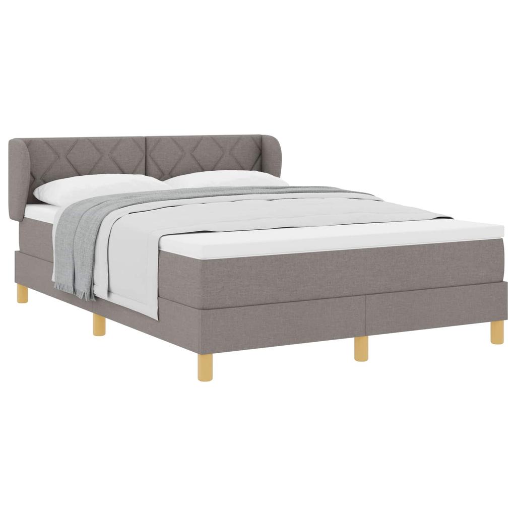 Boxspring Bed with Headboard Taupe 140 X 200 Cm Fabric
