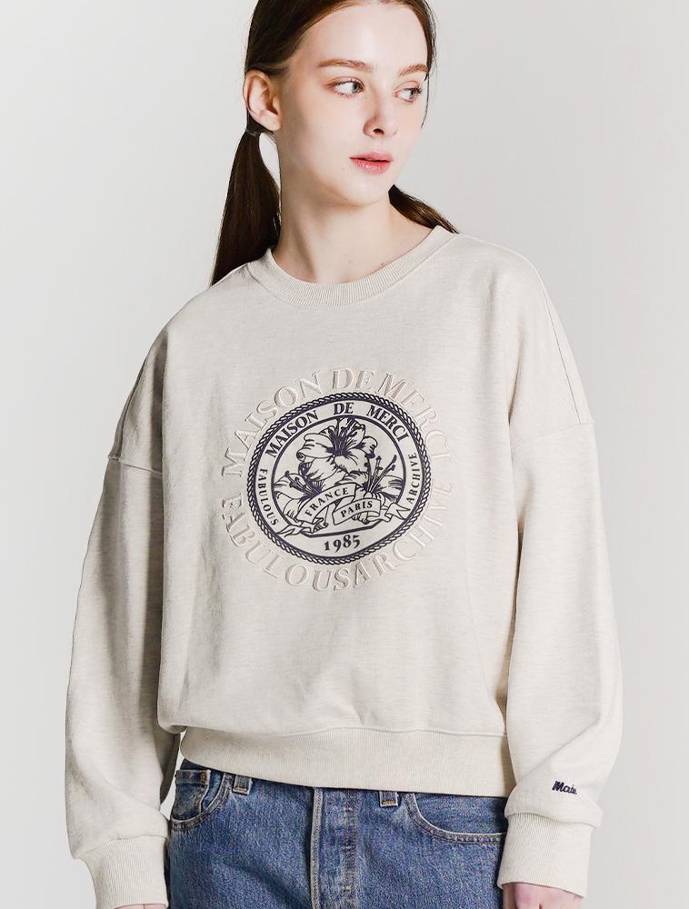 LA MAISON STUDIO Women'S Crop Maison Leris Hidden Logo Sweatshirt Oatmeal (Fcd1Ts201W)