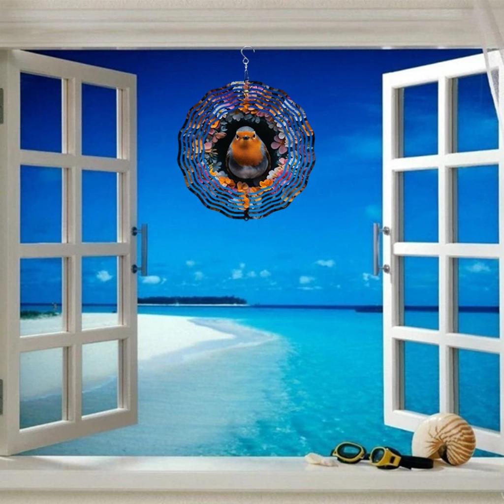 Large 2D Metal Robin Wind Spinner – Rotating Wind Chime, Kinetic Yard Art, Unlimited 360° Rotation, Durable Iron Construction