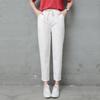 Women's Plus Size Cotton Harem Pants - Spring/Summer Solid Color, Nine-Point Length, Loose Casual Fit