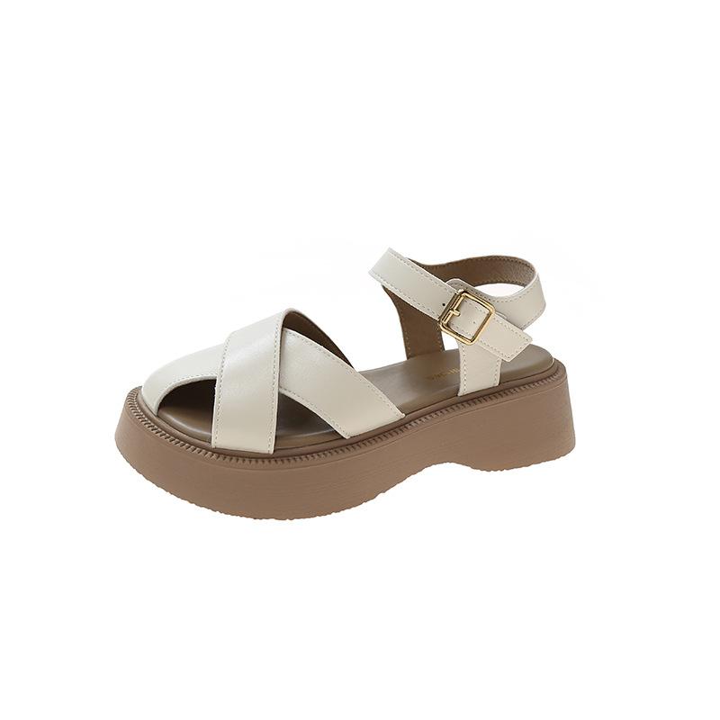 Thick-soled Bag Head Sandals Female Summer 2025 New Versatile Student Fairy Style with Skirt Retro Roman Beach Shoes