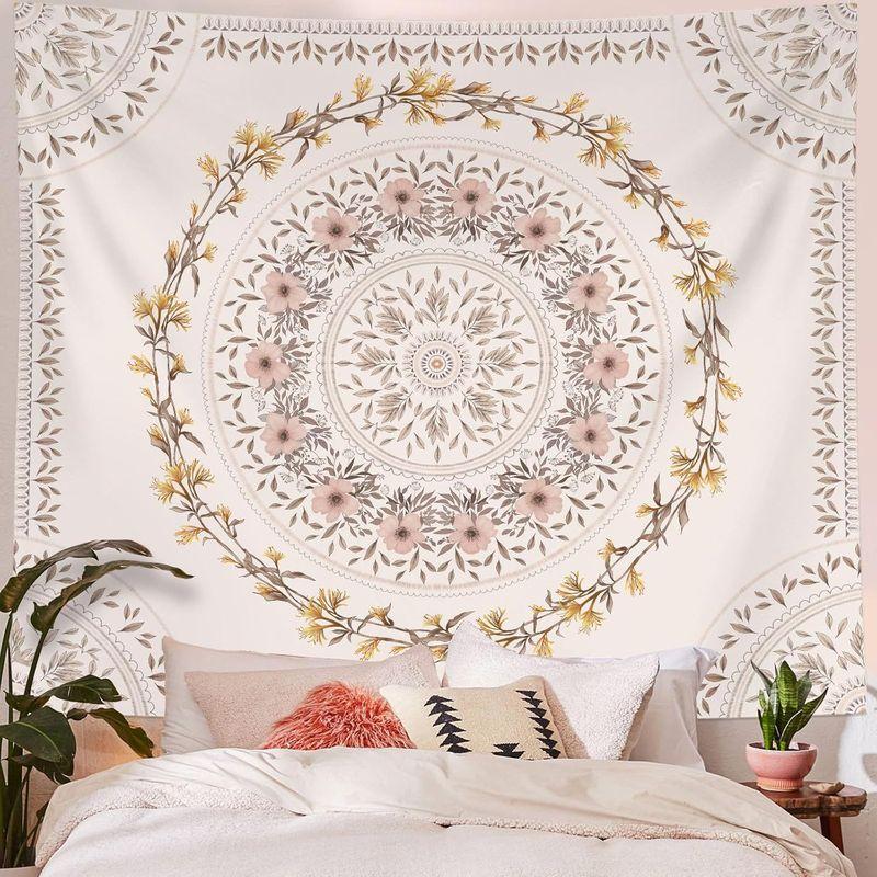Polyester Boho Mandala Butterfly Floral Tapestry, Cottagecore Aesthetic Wall Hanging, Bedroom Dorm Home Decor, Gift