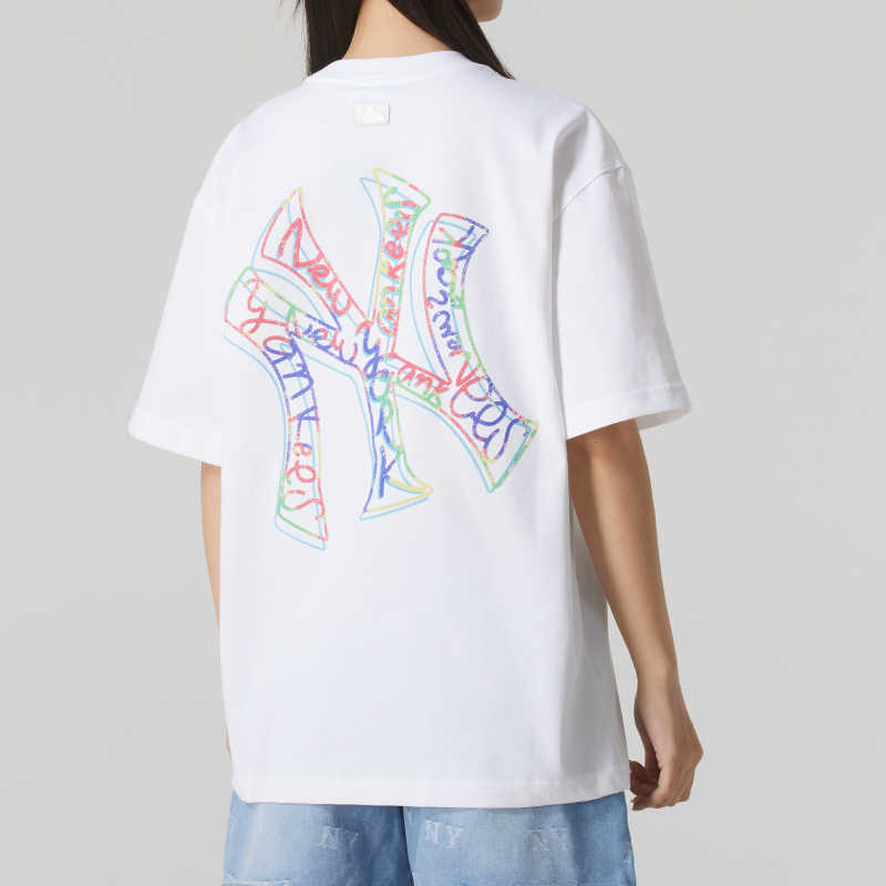 New MLB New York Yankees SS25 T Shirt Unisex Ecru 3ATSB0953-50WHS