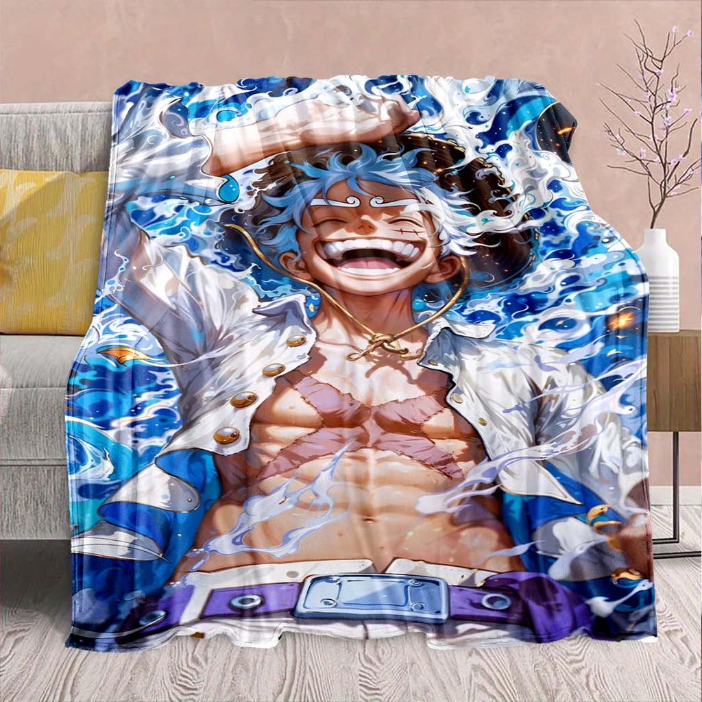 One Piece Anime Flannel Blanket - Soft Warm Perfect for Sofa, Bedding Camping Travel Office Home Decor -QJY
