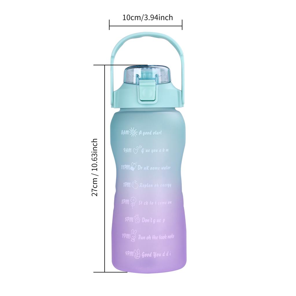 1500mL Water Bottle with Marker Straw Handle Leakproof Large Capacity Water Bottle Reusable Water Jug for Hiking Travel Outdoor Sports Gym Fitness