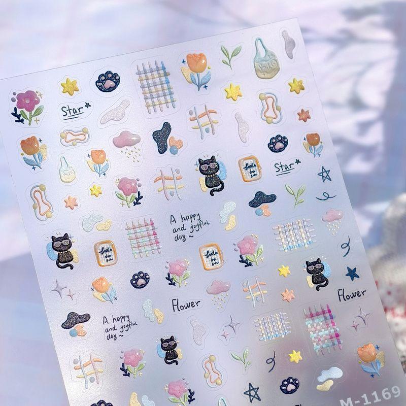 

Qiji Holiday Cat Cute Elements Three-Dimensional Relief Nail Stickers Waterproof Nail Sticker Decorative Jewelry M1169 M1169 (jelly + three-dimensional relief)