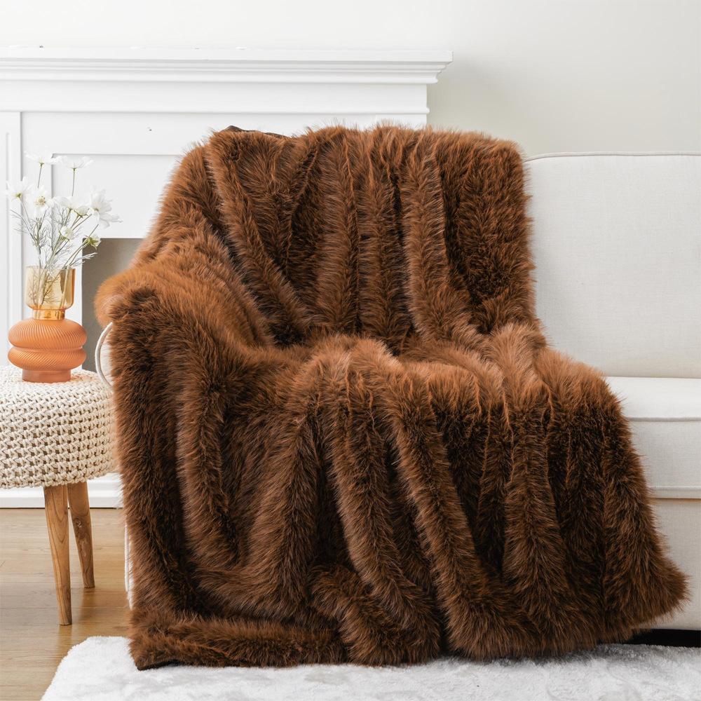 2024 NEU Luxuriöse Flauschige Kunstfell-Decke 152×203cm Steppdecke Decken Bettüberwurf Luxus Deko-Decke Weiche Fuzzy Fell-Decken Winter