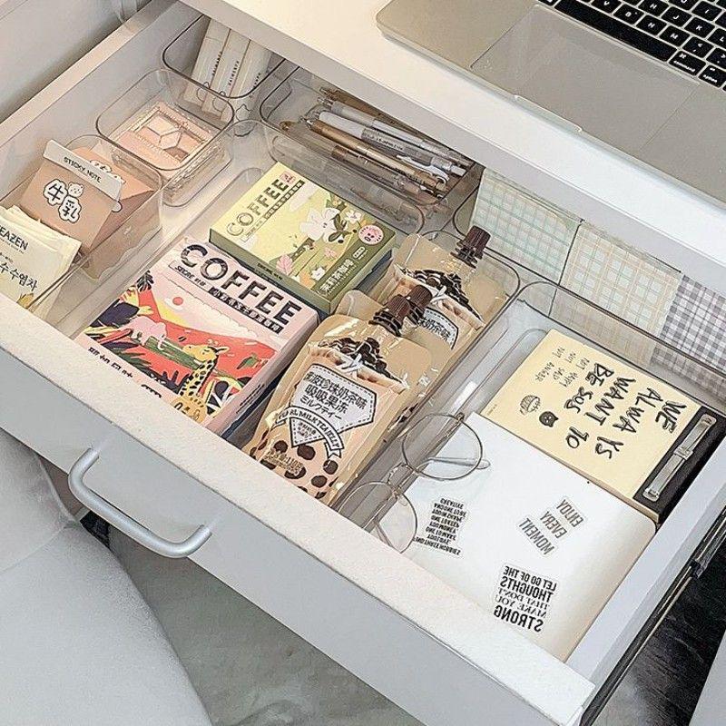 Cosmetic Storage Box Set with Built-in Drawer and Desktop Divider Organizer