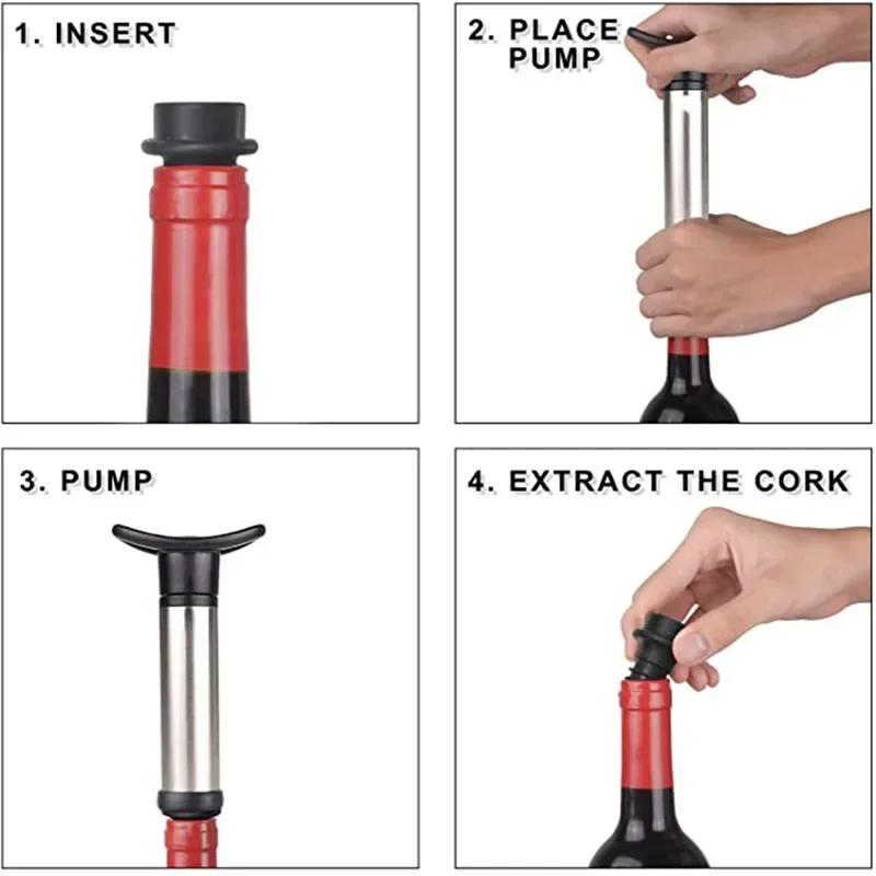 Wine Stopper with Vacuum Wine Pump Wine Preserver Aerator Rubber Black Stoppers Sealing Preserver Drinks Bottle Silicone Caps