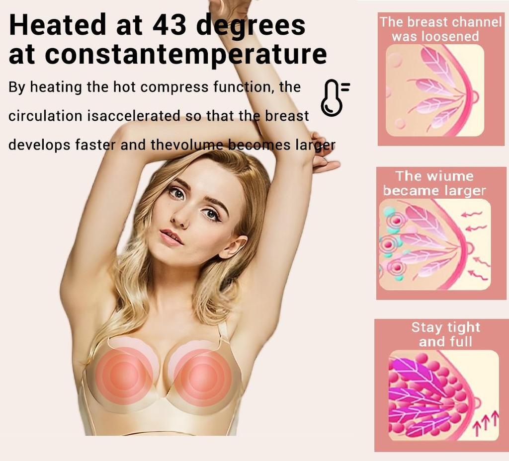 Smart Chest Massager & Enhancer for Breast , Care, and Shapin Red Light Therapy + Heat + Vibration for Firm & Plump Curves