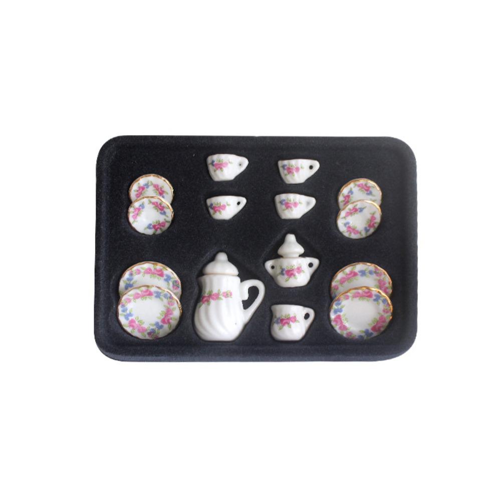 Tableware Dollhouse Miniature Tea Set Kettle Miniature Porcelain Tea Cup Set  Kitchen Decor