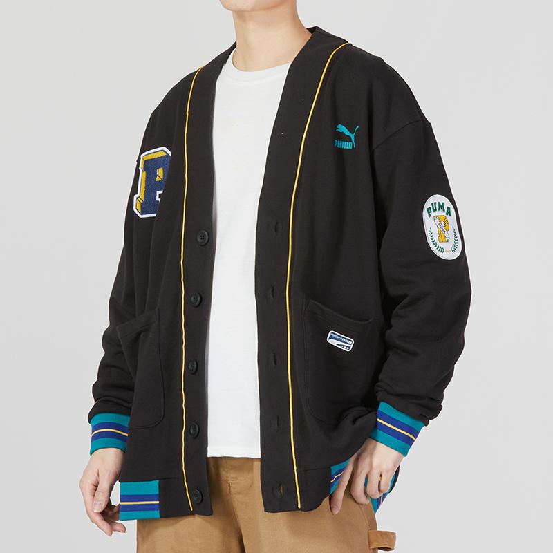 New PUMA Team Badge V neck Jacket Tr Jacket Unisex Black 677374-01