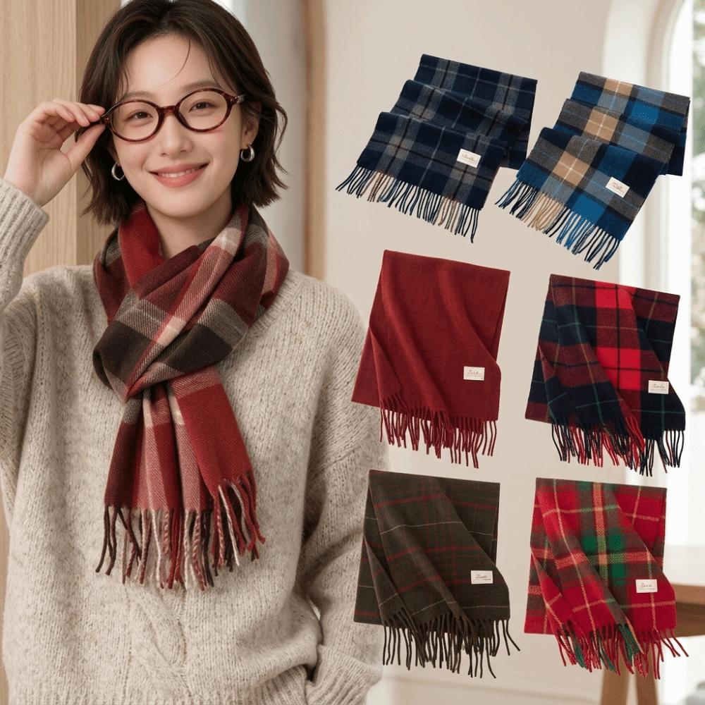 Soft Faux Cashmere Scarf Cozy Neck Warmer Shawl Atmosphere Plaid Scarf  New Year Party