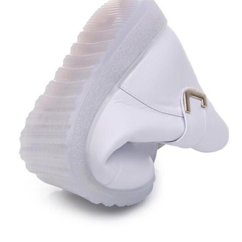 Módní GKTINOO Kotníkové boty Dámské Ploché Boty na Platformě Módní Bílé Zimní Teplé Protiskluzové Vodotěsné Boty z Pravé Kůže Sestřičkovské Boty