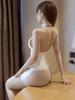 Sexy Sheer See Through Oil Glossy Pencil Micro Mini Dress Pu Patchwork Backless Tight Maid Package Hip Slip Dress Sweet Wear